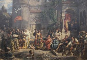 1096년 브와디스와프 헤르만이 폴란드 유대인을 맞이하는 모습. 얀 마테이코의 1893년 그림, 루블린 국립 박물관 소장