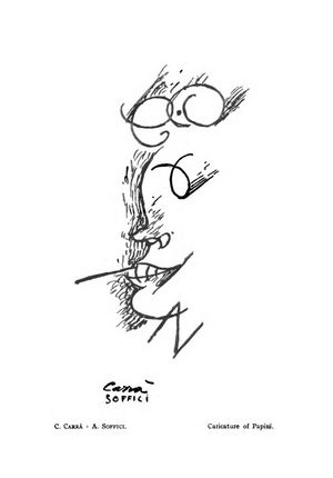 "파피니의 캐리커쳐", 카를로 카라 & 아르뎅고 소피치, 1922년 Broom에서.