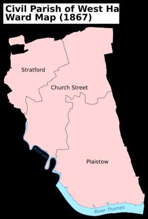 1867년 웨스트햄 민간 교구의 스트랫퍼드 와드
