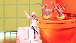 페리가 그녀의 Play 레지던시 공연 중에 "California Gurls"를 부르고 있다.