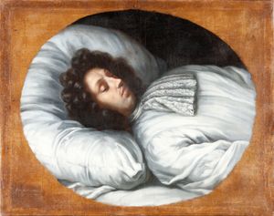 1697년, 영좌에 누워있는 칼 11세