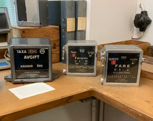 ABU에서 제작한 미터기. 스방스타의 ABU 박물관에서 촬영.