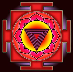 얀트라는 탄트라에서 데비의 아이콘으로 사용된다. 위는 트리푸라-바이라비 얀트라