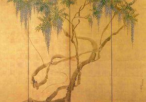 등나무꽃 그림 (6곡1쌍의 부분) 안에이 5년 (1776년), 네즈 미술관