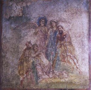 헤라클레스와 아우게, 폼페이의 고대 프레스코, 현재는 나폴리 고고학 박물관에 소장