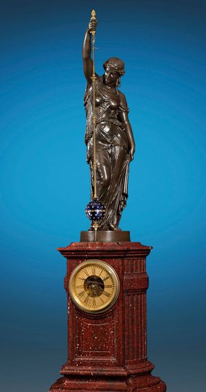 외젠 파르코와 캐리에 벨뢰즈가 제작한 그리스 여신을 묘사한 원추형 진자 시계(1862).