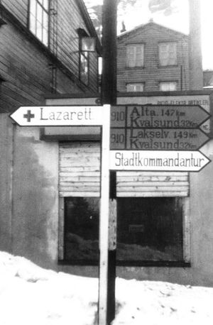 1941년 함메르페스트의 독일 표지판.