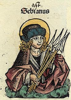 성 세바스티아누스 (세비아누스) in the 뉘른베르크 연대기