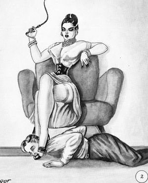 Bizarre Honeymoon (1950년경)의 발 숭배 묘사 그림