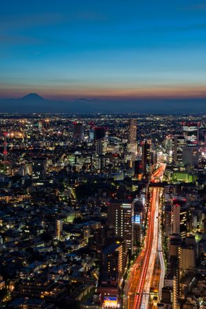 롯폰기힐스모리타워 옥상에서 후지산 쪽으로 바라본 도쿄의 야경