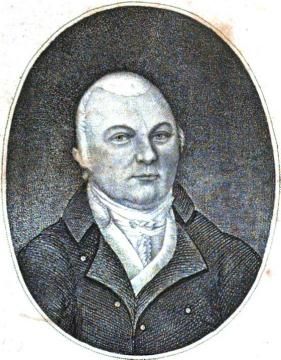 아마사 델라노의 초상. 1817년 그의 항해 이야기의 앞 표지