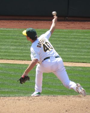 오클랜드 애슬레틱스 시절의 크리스 배싯 (2015년 4월 25일)