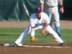 2010년 CWS에서 1루수로 플레이하는 터커