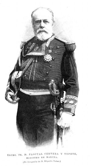 1893년 라 일루스트라시온 에스파뇰라 이 아메리카나에 게재된 세르베라의 판화.