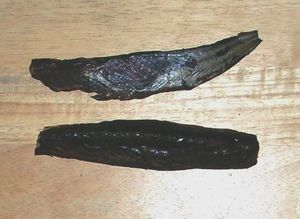 산업적으로 생산된 몰디브 피시 두 조각(아리)