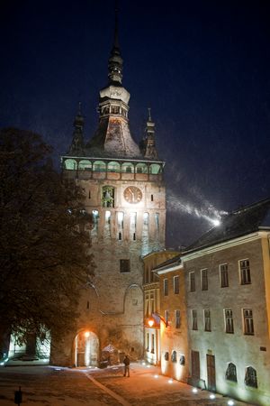 야경의 시기쇼아라 시계탑