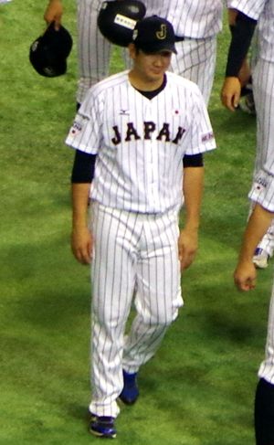 일본 야구 국가대표팀 시절의 스가노(2015년)