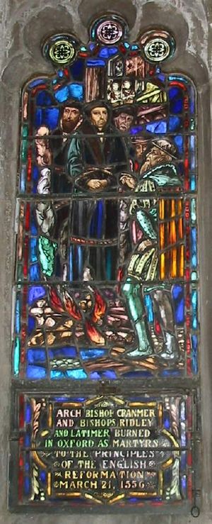 크랜머, 리들리, 라티머, 옥스퍼드 순교자를 묘사한 스테인드 글라스 창