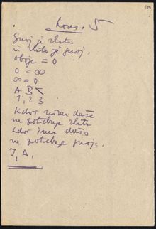 코소벨의 가장 유명한 후기 시 중 하나인 Kons 5의 원고.