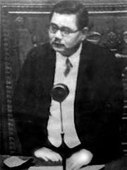 중의원 본회의장에서 답변하는 가야 재무대신(1937년(쇼와 12년))