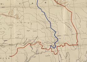 심라 협약 지도에서 파란 선으로 구분된 서부 캄과 동부 캄