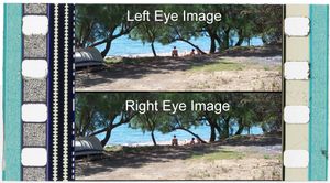 "오버-언더" 3D 프레임. 왼쪽 및 오른쪽 눈 이미지가 단일 2D 프레임의 일반적인 높이에 모두 포함되어 있습니다.