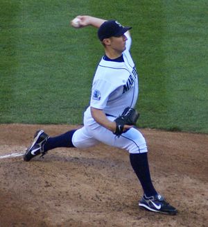 Ryan Feierabend pitching for the Seattle Mariners in 2007