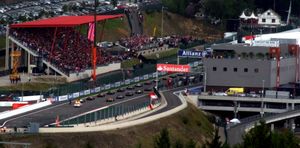 A view of the circuit with cars stationary on the grid