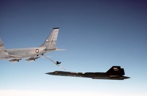 KC-135 and SR-71 during an "in-flight" refueling