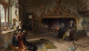 프란시스코 프라디야 오르티스의 광녀 후아나와 딸인 인판타 카탈리나가 토르데시야스에 감금됨 (프라도 미술관, 1906)