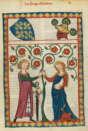 트리스탄과 이졸데 in Codex Manesse, by Bernger von Horheim