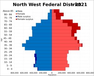 2021년 러시아 인구 조사 기준 인구 피라미드