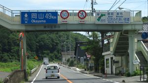 「비젠·미사카 53차 후레아이 가도」의 표지판오카야마현 구메군 미사키정 하라다