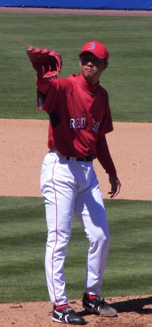 투구 중인 오카지마 히데키(2007년)