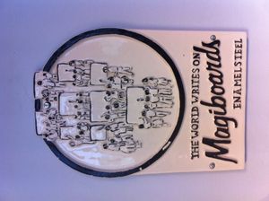 1966년 런던 워털루(Waterloo)의 더 컷(The Cut)에 있는 매기보드(Magiboards) 사무실의 문 표지판. 법랑강으로 제작됨.