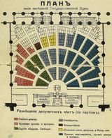 제4국회 의석 배치도. 옥토브리스트가 의석의 중앙을 차지하고 있다.