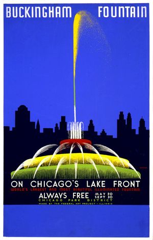 1939년 노동 진흥국 포스터에 등장하는 버킹엄 분수
