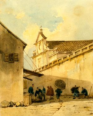 마카오 거리 풍경, 조지 치네리의 1840년대 그림