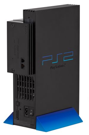 네트워크 지원 애드온이 부착된 오리지널 PlayStation 2 모델의 이미지입니다.