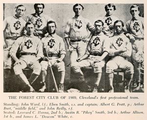 화이트(오른쪽 아래)는 1869년 클리블랜드 포레스트 시티 클럽 소속이었다.