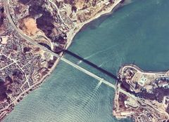 간몬교 부근의 항공 사진 (1974년 촬영)국토교통성 국토지리원 [https://mapps.gsi.go.jp/ 지도·항공 사진 열람 서비스]의 항공 사진을 기반으로 제작