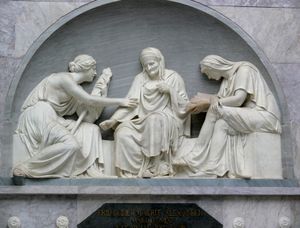 요한 고트프리트 샤도우의 알렉산더 폰 데어 마크 묘에 있는 세 명의 모이라 부조 ( 구 국립 미술관, 베를린)