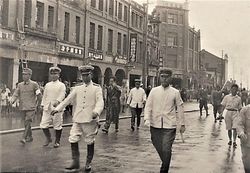 1942년, 하세가와 총독이 대도정에서 방공 훈련을 시찰, 타이호쿠 시