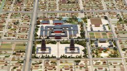 나라 시대의 다이안지 가람 모형. 헤이조쿄의 1/1000 축척 모형의 일부로, 나라시청 소장.