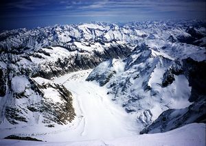 정상에서 바라본 핀스테라르 빙하의 모습