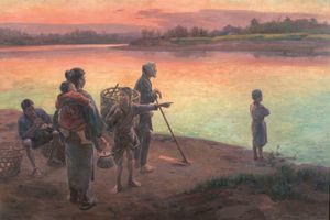 졸업 작품 『나루터의 저녁』 1897년, 도쿄예술대학교 미술관 소장