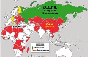 냉전 시대 TT 사용 국가 지도