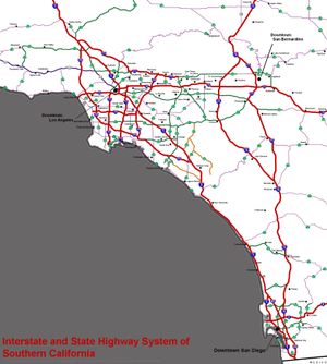 남부 캘리포니아의 고속도로 및 주 고속도로 시스템