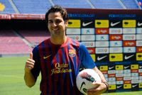 바르셀로나 입단식에서의 세스크