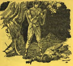 아힘사카가 강도 앙굴리말라가 된 모습, 헴 베자콘의 삽화